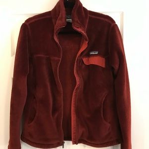Red Patagonia zip-up fleece